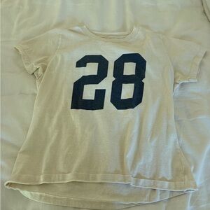 Brandy Melville Cream and Blue Short Sleeve Tee